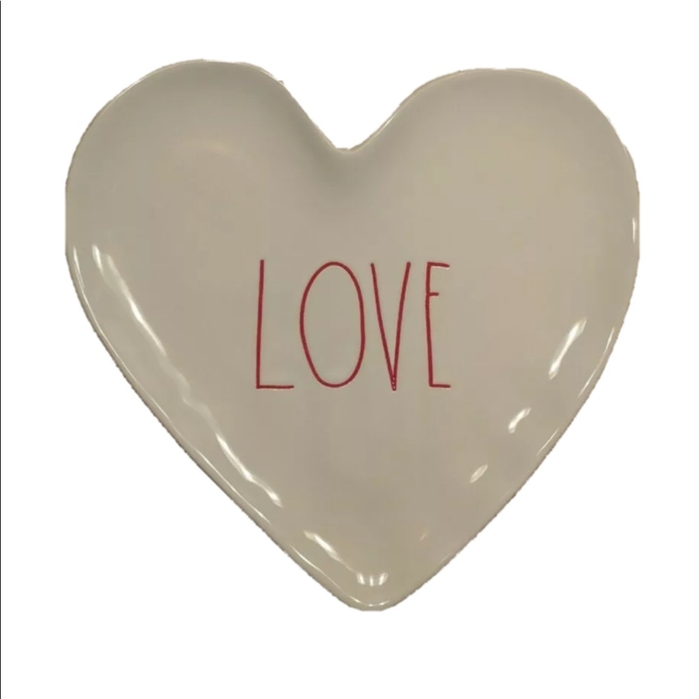 Rae Dunn LOVE Heart Shaped Plate Tray Trinket Red Letters Valentine’s Decor NEW